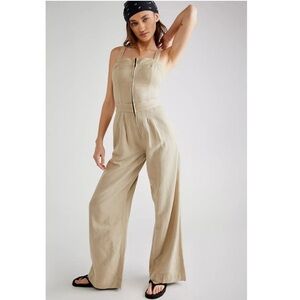 Free People Call On Me Khaki Jumpsuit - Size XSmall